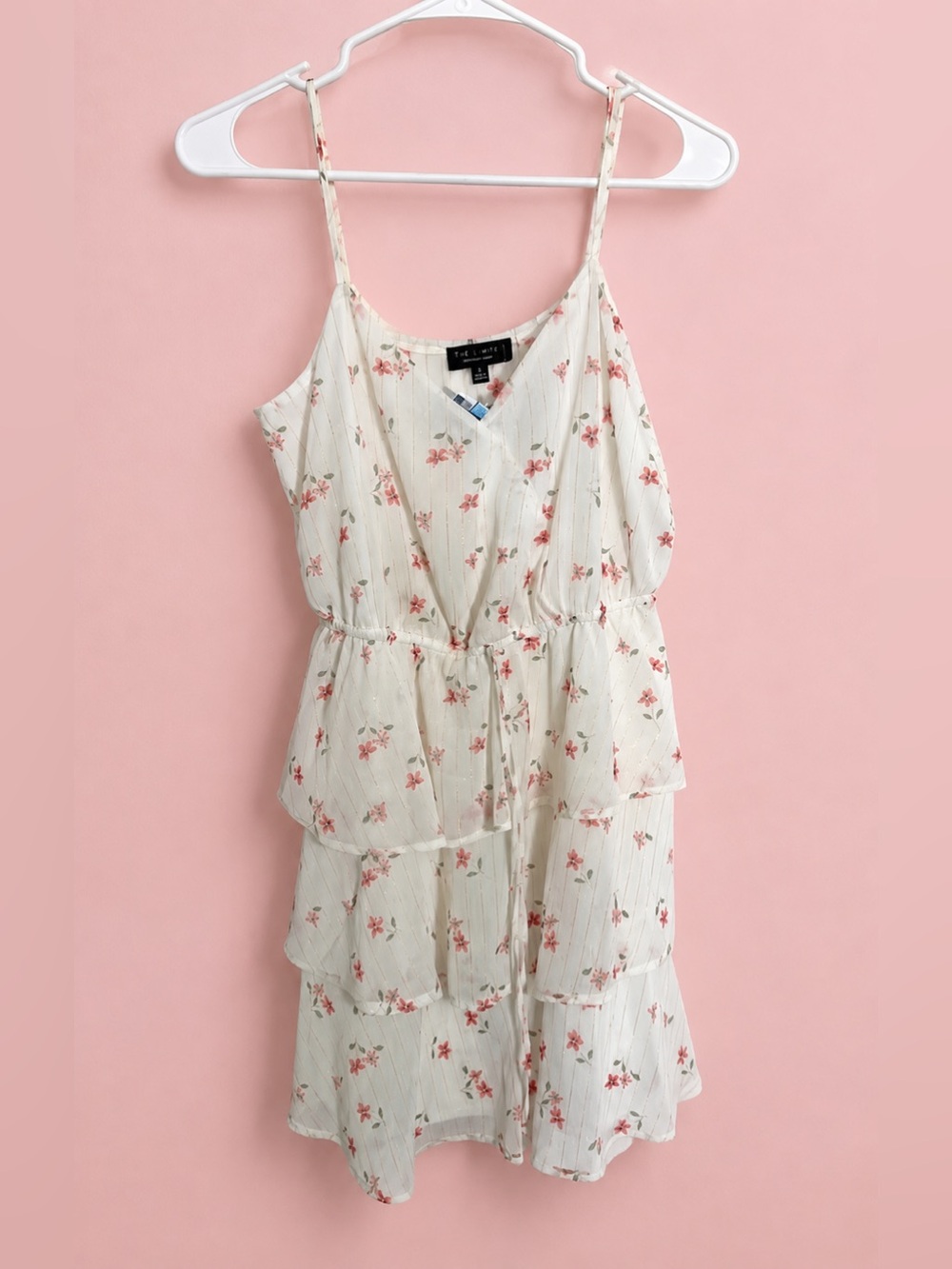 Trixxi Cream Floral Tiered Cami Dress Small NWT